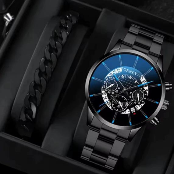 Popular Watch Men'S Set Gift Large Dial With Calendar Steel Belt Men'S Watch Business Luminous Watch