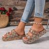 Fashion Summer Women Slippers Vacation Travel Beach Double-buckle Sandals Holiday Printing Slippers Fashion Platform Shoes Slides Women