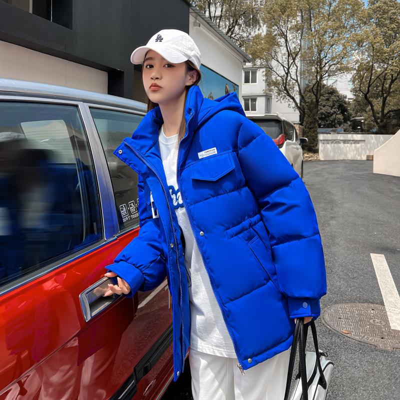 

Stand-collar Cotton Jacket for Women Short Autumn and Winter New Best Friend Top Bread Jacket for Students Loose Polyester Cotton Jacket XXXL синий