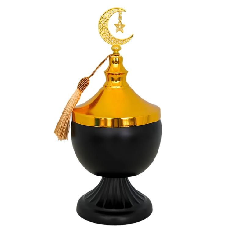 Stylish Middle East Ramadans Covered Storage Jar with Lid for Candy Dry Fruit Jewelry Trinkets Box Muslims Festivals Decors