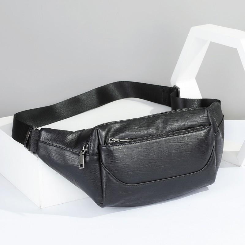 Leather Men s Waist Bag Fashionable Trendy Multifunctional Shoulder Casual Chest Commuting Business Crossbody