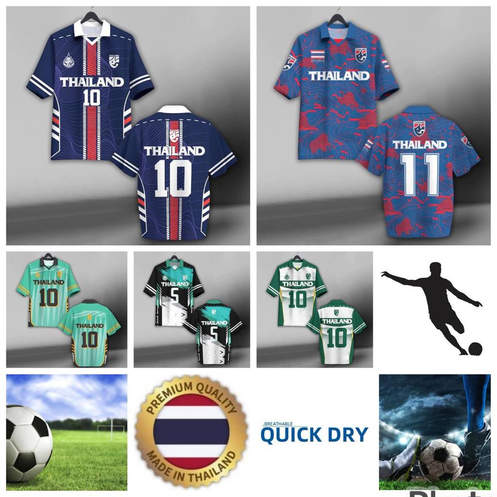 THAILAND Football Soccer Polo Vintage Shirt National Flag Elephant Logo Badge Unisex Men Women JERSEY CHEER Print Quick Dry Short Sleeve Uniform
