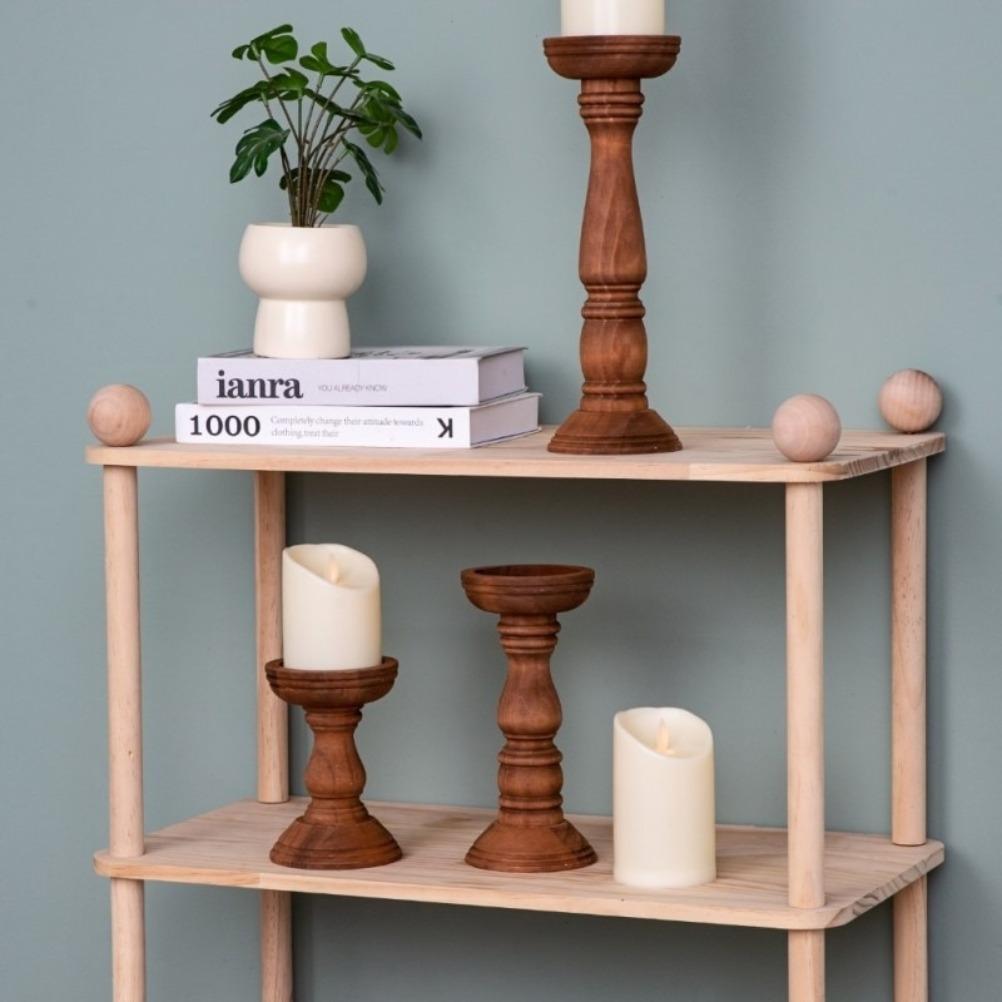 Portacandele in Legno Vintage 3pz San Valentino Matrimonio Portacandele Cilindrico Decorazione da Tavolo Decorazione di Natale