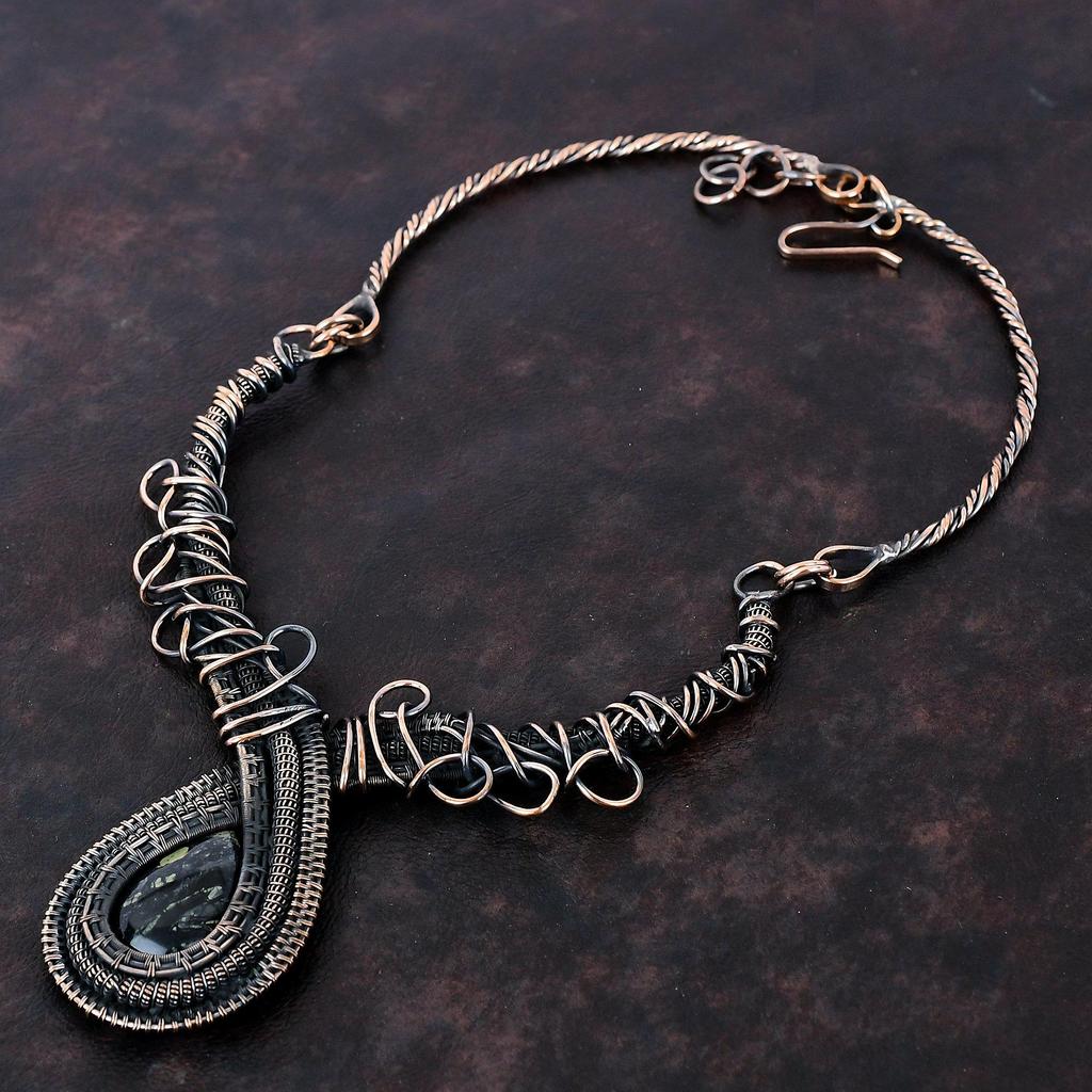 Picasso Jasper Necklace Copper Wire Wrapped Adjustable Necklace Handmade Necklace Copper Wire Jewelry Genuine Gemstone Necklace Gift For Her