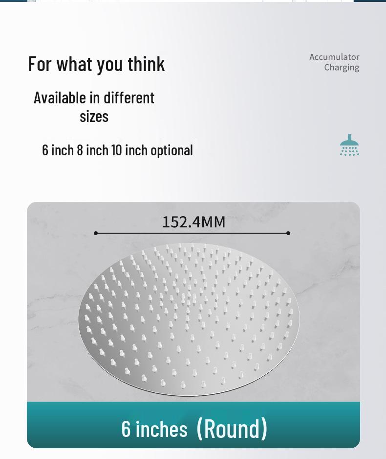 304 Stainless Steel Pressure-Boosting Rain Shower Head for Home Bathrooms