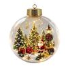 Glowing Tree Decorations Christmas Story Ornament, Mini Holiday Scene In Ball Hanging Decoration, Gift for Friends Light Up Acrylic Clear Pendant Xmas