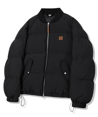Trillion Leather Patch Puffer Jacket_Black