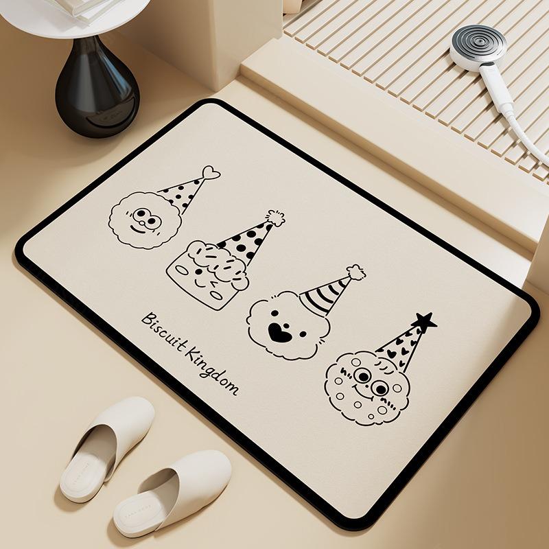 

Simple-line Small Dog Silica Mud Water-absorbing Floor Mat Bathroom Toilet Entrance Anti-slip Foot Mat Easy To Clean Door Mat 40x60cm
