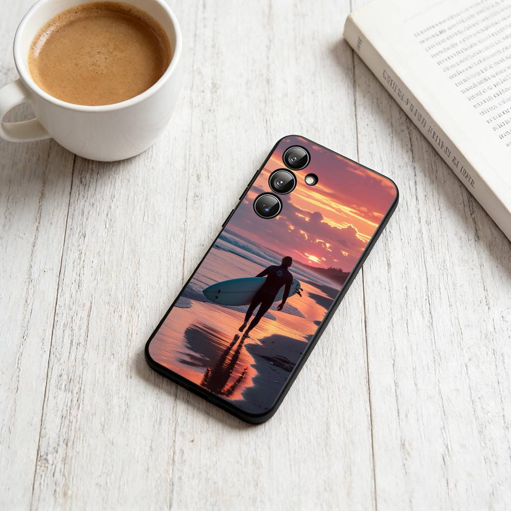 

S-Surfing Phone Case Black Silicone Soft For Samsung Galaxy A73,A72,A71,A70,A53,A52,A51 Samsung a32 4g