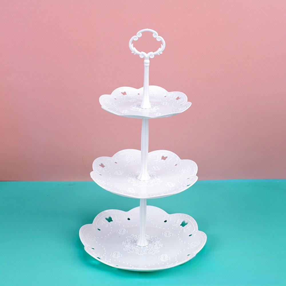 Plastic Cake Stand 2/3-Layers Food Fruit Plate Creative Dessert Rack Wedding Birthday Party