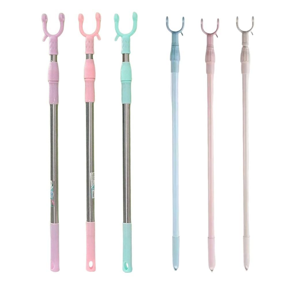 Adjustable Retractable Clothes Fork PP/Stainless Steel Heavy Duty Long Reach Closet Pole Telescopic Clothes Drying Rod