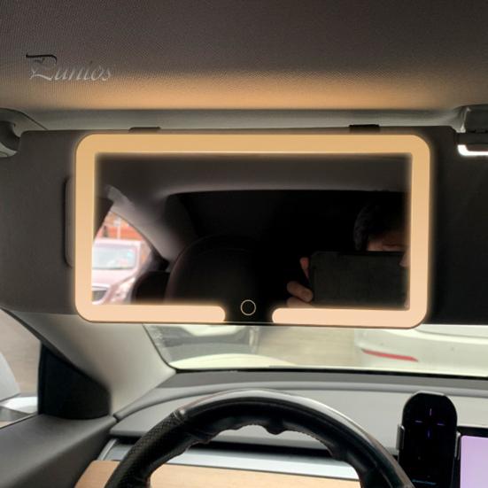 Sun Visor Makeup Mirror Car Vanity with 3 Light Modes Dimmable Touch Control Rechargeable Glare-Free LED