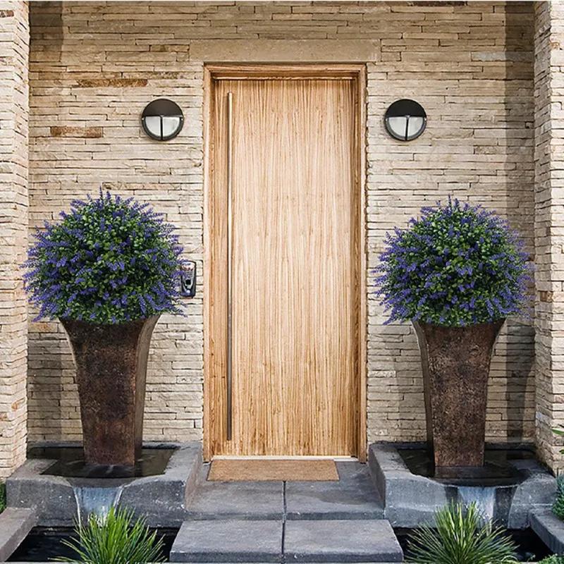 2pcs Artificial Faux Cedar Cypress Topiaries, 23.5in UV Resistant Realistic Fake Shrub Ball Trees with Ground Stake for Garden