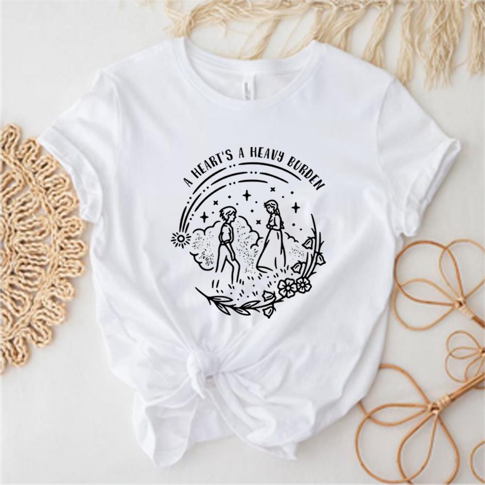 

Футболка Heart s A Heavy Burden Футболки Миядзаки Футболки с коротким рукавом с графическим принтом Ретро-футболка с забавным аниме-дизайном Топы Howls Castle XXXL белый