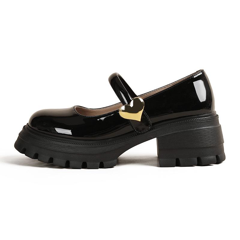 Retro Women's Muffin Thick-soled One-pedal Wind Small Leather Shoes Mary Jane Single Shoes