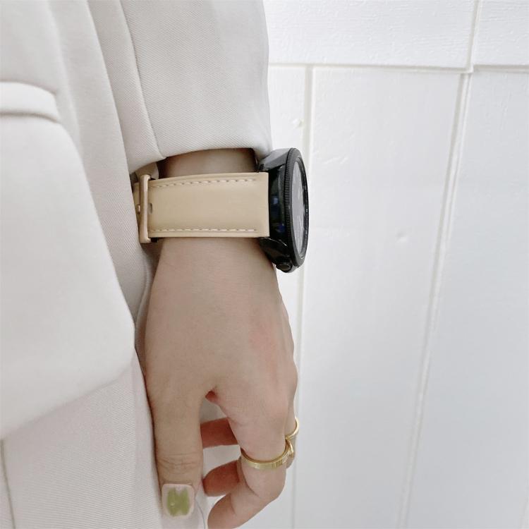 Black Vegan Leather Watch Band With Silver Buckle For Samsung Galaxy Watch3 41mm, Adjustable Replacement Wrist Strap