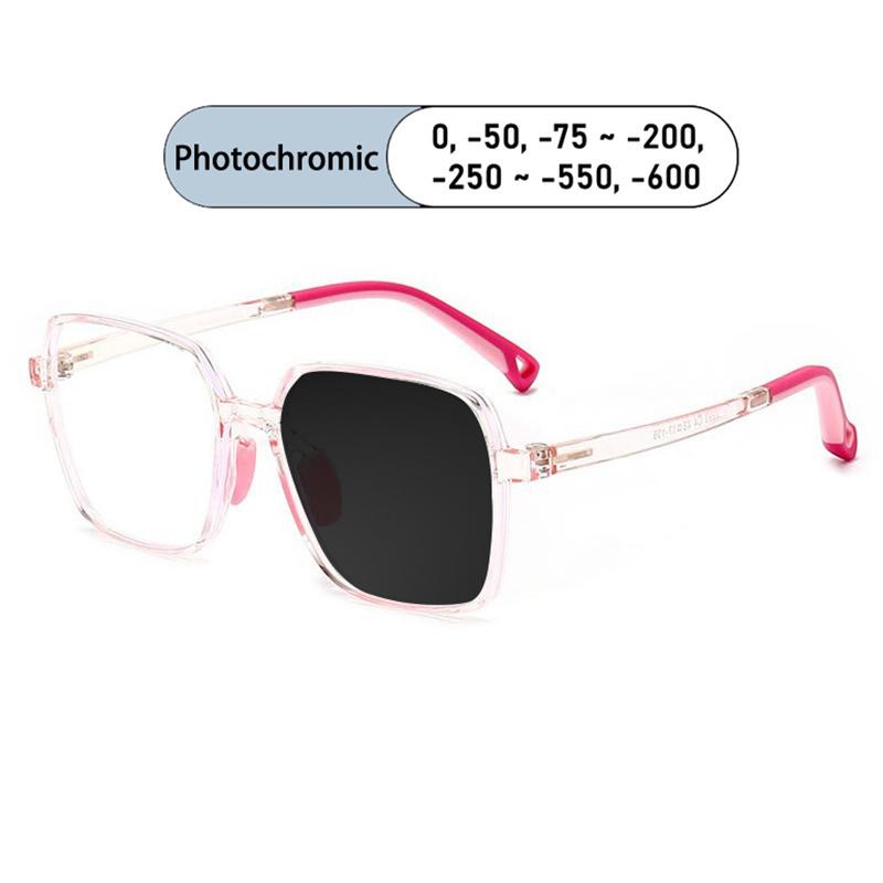 Brand Design Boy Square Large Frame Anti Blue Light Prescription  Myopia Glasses Girls Photochromic Astigmatism Children Eyewear