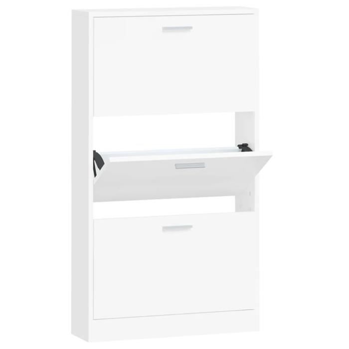 VidaXL Armoire à chaussures Blanc 59x17x108 cm Bois d'ingénierie 342526
