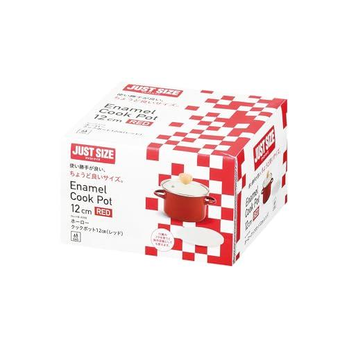 Pearl Metal Cook Pot, 12cm, Enamel, Gas Stove Only, Red, Just the Right Size, HB-4897