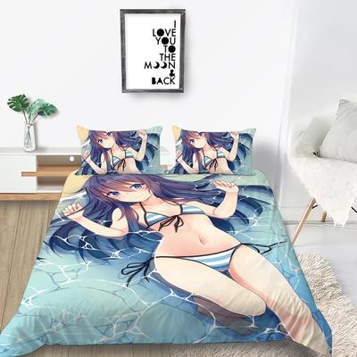 Sexy Mädchen Bettwäschesets Kinderbett Bettdecke Bezugsets Anime Bettbezug Zuhause Bettwäsche 3D-Druck Schönheit Tagesdecke Ohne Bettlaken
