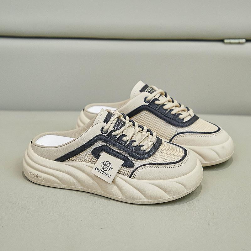 

Internet celebrity thick-bottomed bag head half slippers women s summer wear niche hemp rope bottom mesh breathable versatile cool slippers tide 35 чёрный