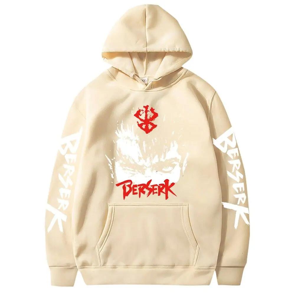 Japan Anime Berserk Guts Hoodies Fashion Black And White Manga Streetwear Winter Oversized Women Long Sleeve Sweatshirt