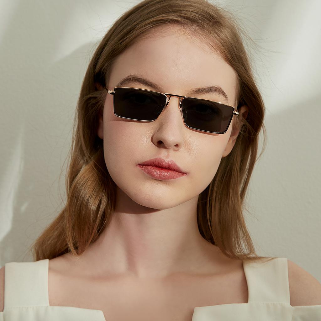 Glasses 219153 Gold Frame Metal Small Frame Square Frame Sunglasses Gradual Change Color Sunglasses Flat Glasses