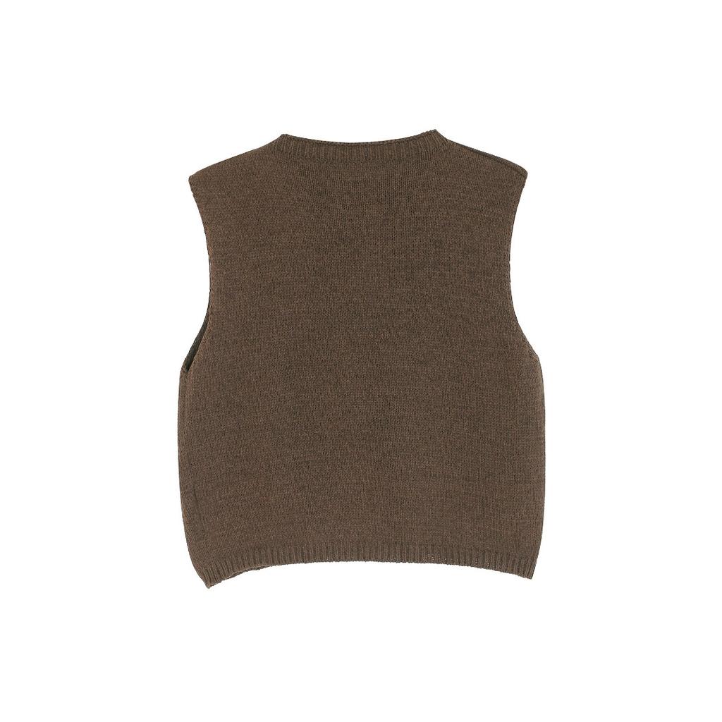 Damski dzianinowy top bez rękawów z okrągłym dekoltem, letni minimalistyczny sweter kamizelka