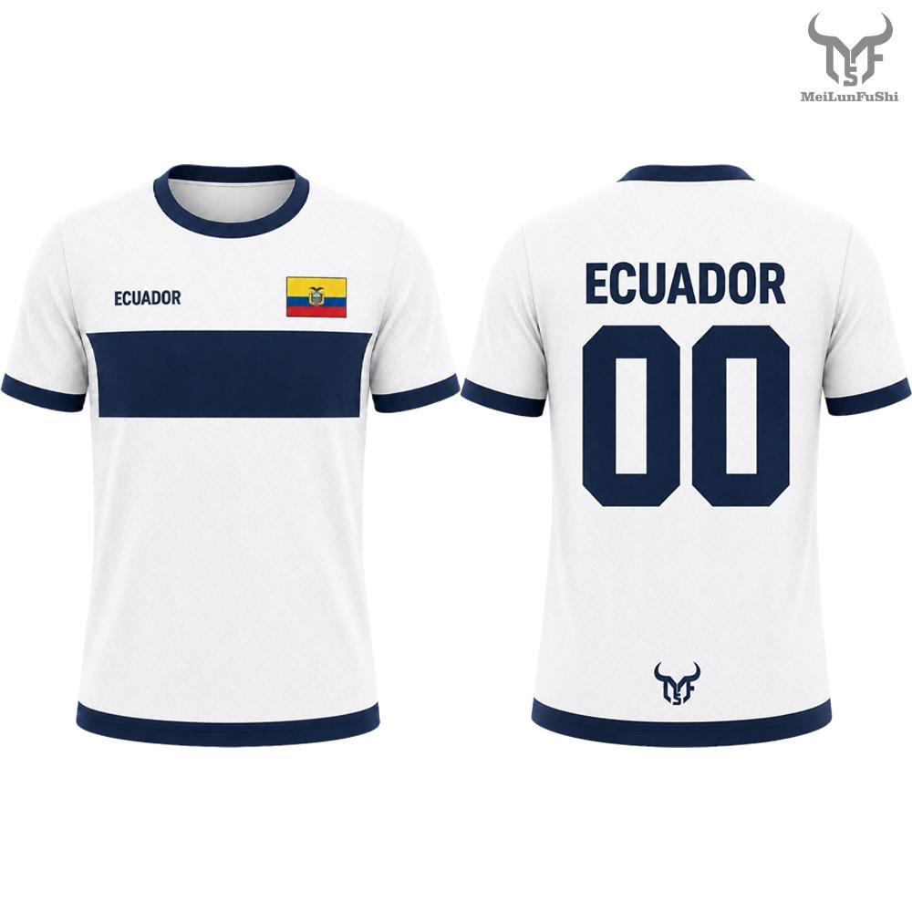 Neues Ecuador Flaggen Print T-Shirt Herren und Damen Mode Rundhals Sport Trikot Locker Sommer Schnelltrocknend Fußball Trainings T-Shirt