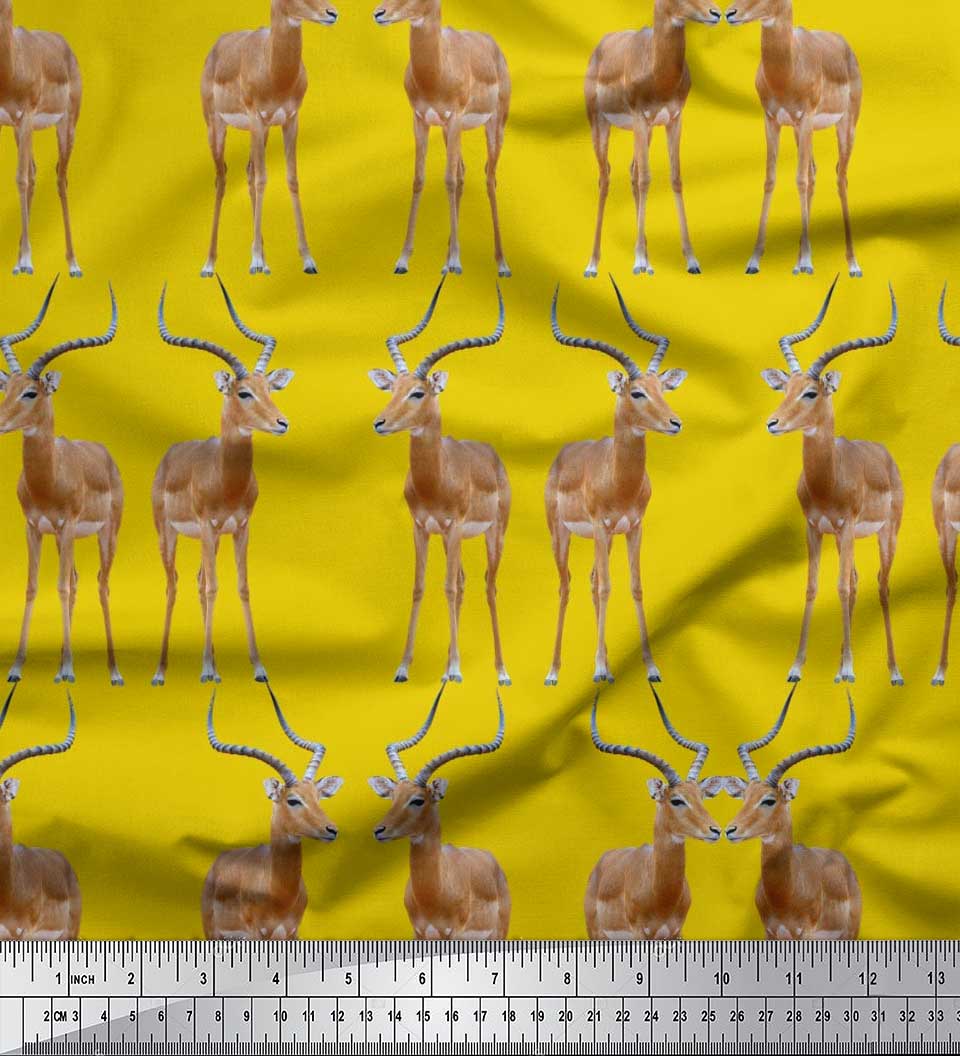 

Тканина Soimoi Японія Креп Сатин Тканина Олень Тварина Декор Тканина Надрукований метр 42 дюйма 42 Inch Wide - Poly Crepe жовтий