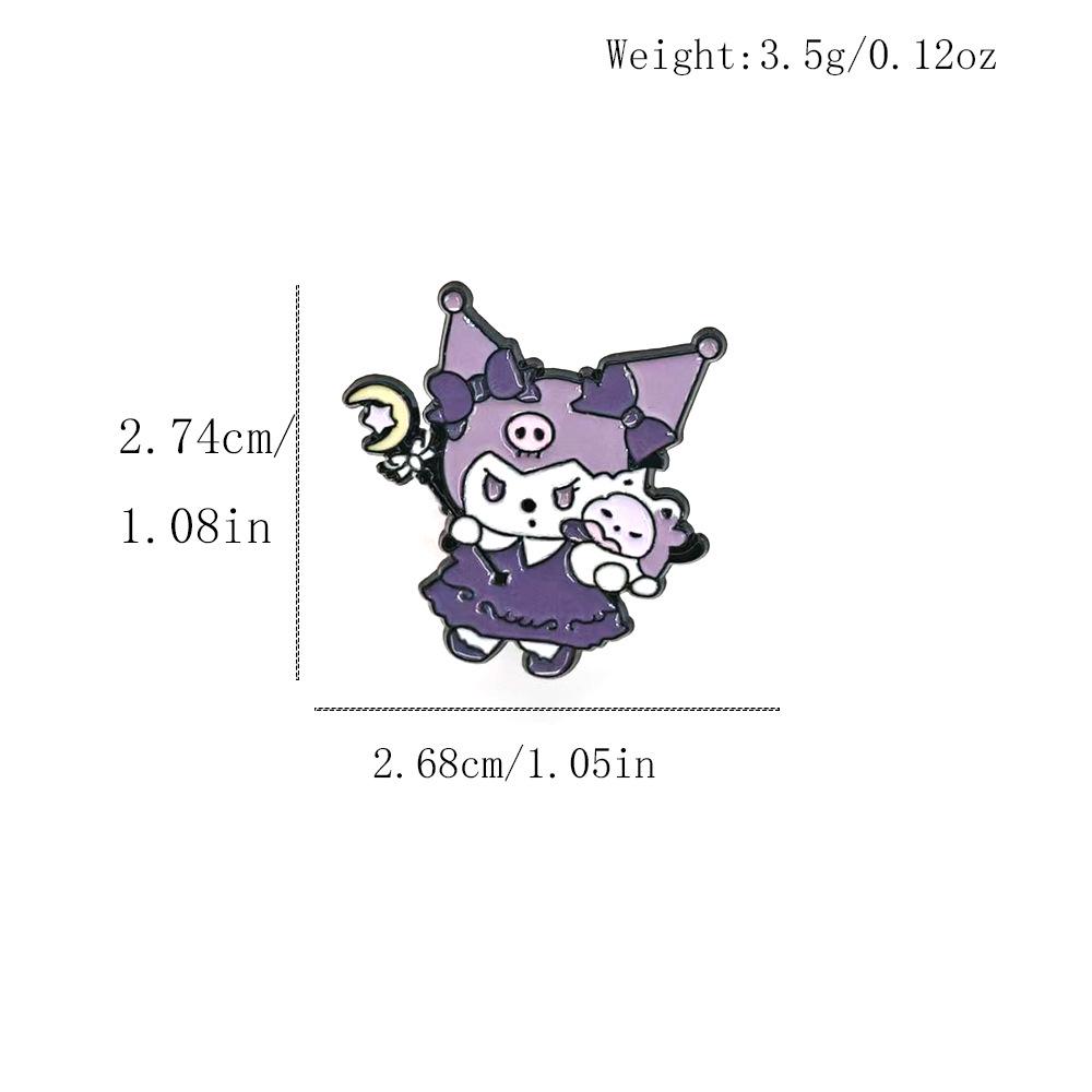 Hello Kitty & Kuromi Magical Girl Anime Metal Brooch - Cute Sanrio Cartoon Bag Accessory