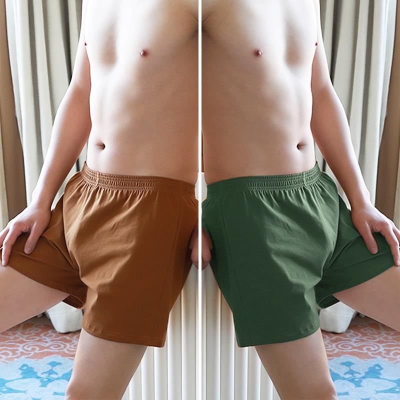 Men's Pure Cotton Loose Boxer Briefs - Summer Solid Color Trendy Four-Cornered Underwear