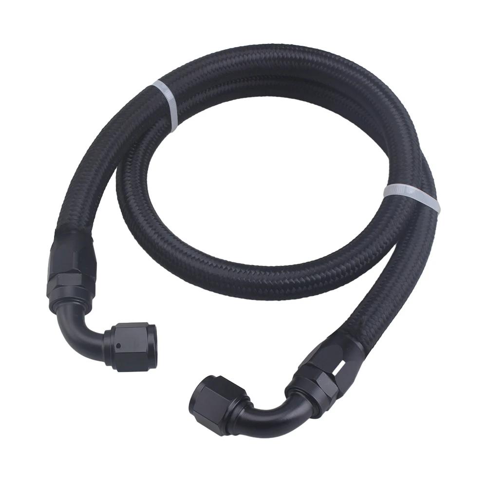 AN10 1M Stainless Steel Brained Oil Hose Line Hose Tube With 0 45 90 Degree Swivel Hose End Fitting Installed