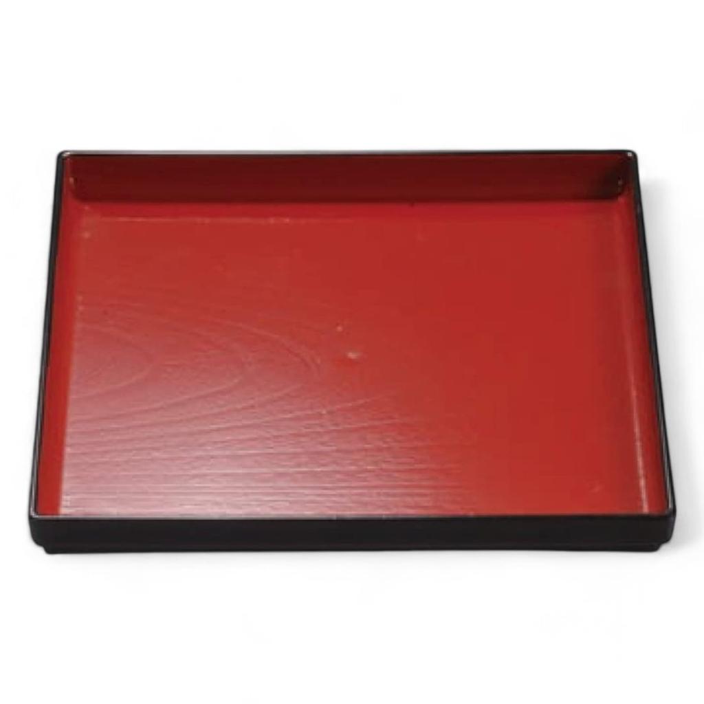 Square Wood Grain Tray in Vermilion and Lacquerware Made in Japan J-kitchens 1-shaku (1.5-inch) (Tray) Black, Non-Slip, 33cm, (ABS Resin),