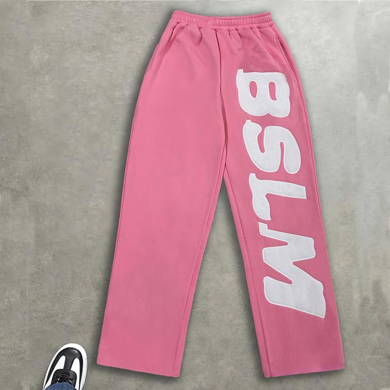 

Европейские и американские осенне-зимние персонализированные уличные хип-хоп вышитые буквы модные повседневные брюки для мужчин и женщин XS розовый