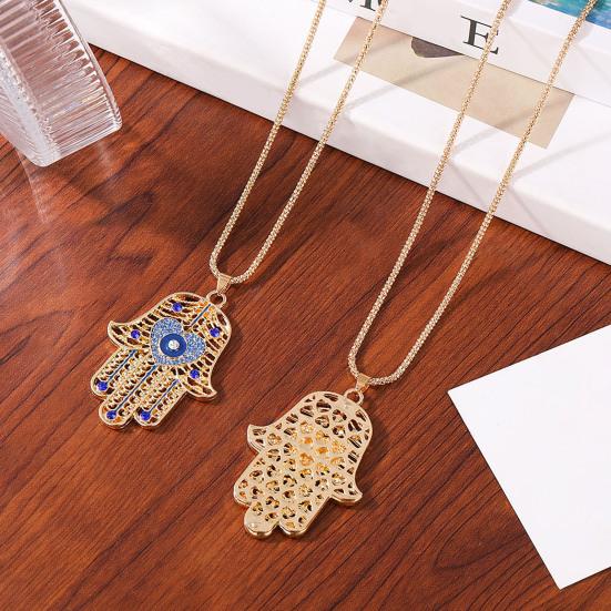 Devil Eye Necklace Vintage Chain Necklace with Hamsa Hand Pendant Rhinestone Palm Necklace Jewelry Gifts for Women Wife Girlfriend