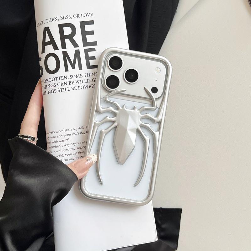 Creative Frosted Hollow Spider Case for iPhone 17 Pro Max - Trendy 3D Protective Cover for Apple 16