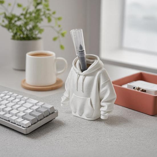 Novelty Pen Holder 3D Printed Sweatshirt Holder, Mini Hoodie Desk Organizer, Small Item Storage Container for Home Office Study Decor And