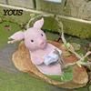 Hanging Book Reading Pig Resin Figurine, Cute Piggy Lying in Hammock Sun-resistant Decor Ornament, Waterproof Animal Sculpture for Indoor Outdoor