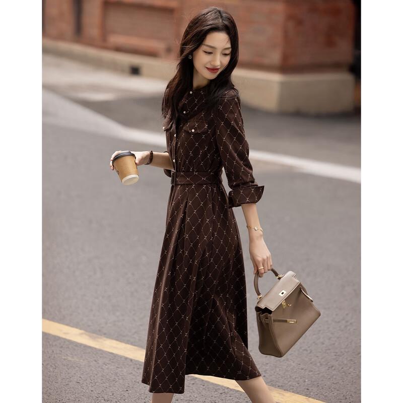 Demana Urban Light Luxury Jacquard Belted Dress