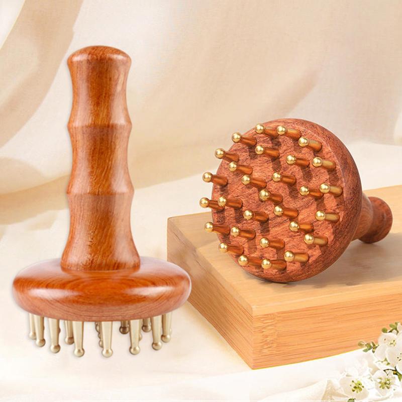 

29-Tooth Solid Brass Meridian Brush Craftsmanship Wooden Handle Massager Brush Multipurpose Beauty & Body Shaping Massage Tool