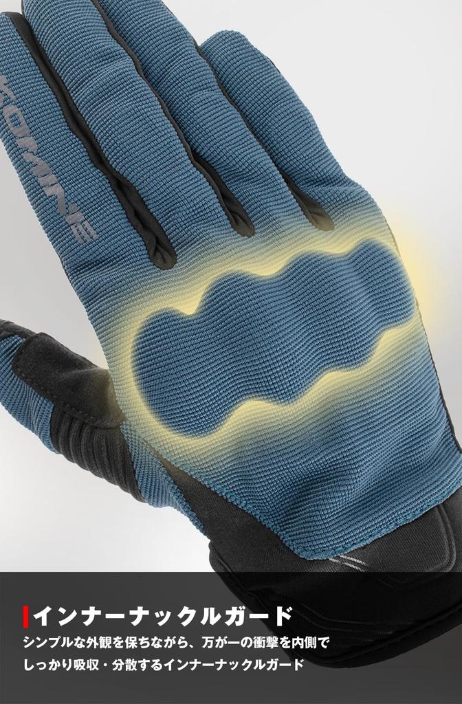 KOMINE Motorcycle Gloves Brave Protective Mesh Size M GK-1833 Gloves, Black/Dark Grey,