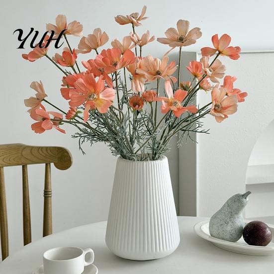 Realistic Faux Flowers Artificial Cosmos Flowers, Long Stem Fake Table Vase Filler for Dining Centerpieces, Wedding Arrangement, Photography Props
