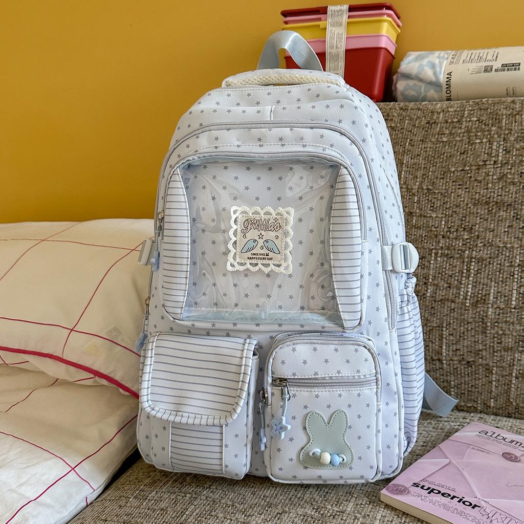 Schoolbag New Girl Style Backpack Transparent Compartment Large Capacity Student Schoolbag Cute Female Lightweight Travel Handbag