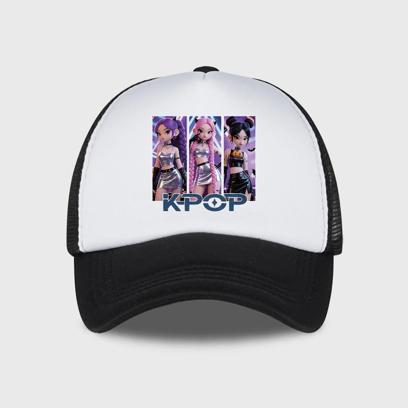 Berretto da Baseball a Rete per Ragazza Anime Cool K-Pop - Cappellino Regolabile con Fibbia - Cappello Unisex Stile Street K-Pop