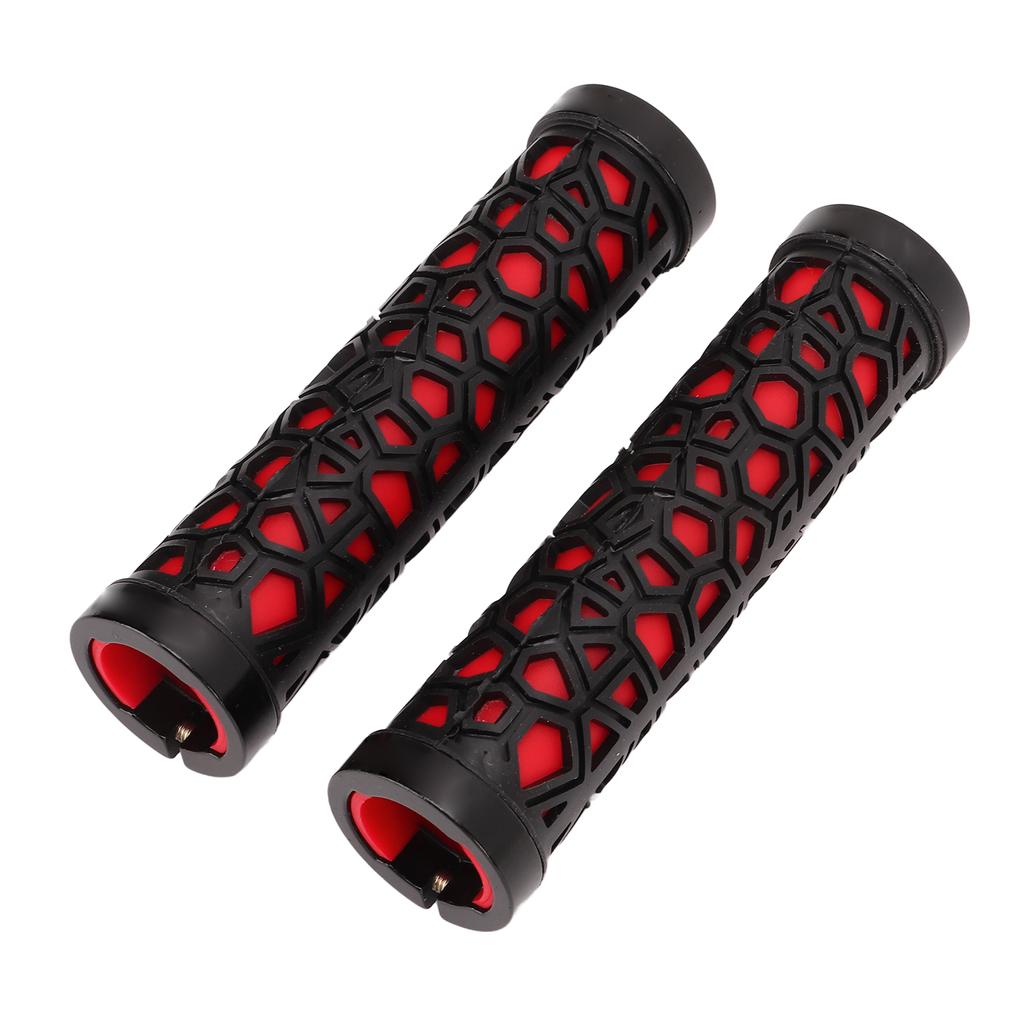 Bike Handle Grip Red Anti Slip Raised Texture Stable High Strength Double Locking Mountain Bike Handle Bar Grips