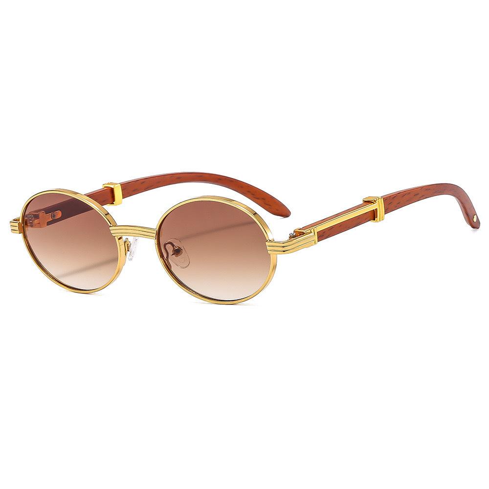 Vintage Retro Oval Shape Sunglasses for Women Men Small Frames Shades Vintage Designer Imitation Wood Grain Sun Eyeglasses UV400 Glasses Lunettes