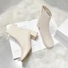 Fashion European and American Women's Fashionable Winter Versatile Solid Color Square Heel Back Zipper Short Boots Zapatos De Mujer