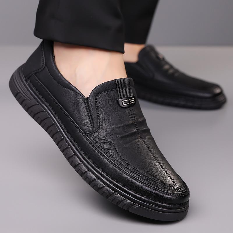 Popular leather shoes men's business leisure autumn new pedal shoes men's non-slip breathable soft sole versatile dad shoes