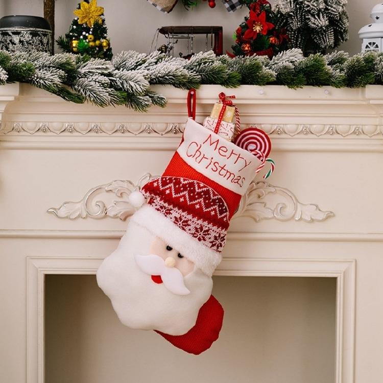 Christmas Theme Stocking Knitted Present Bag for Kids Santa/Snowman/Elk Christmas Socks Festival Mantels Accessory